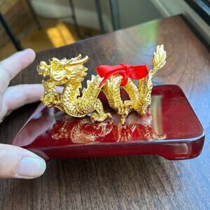 Risis 24kt Gold Plate Chinese Millennium Dragon statue
